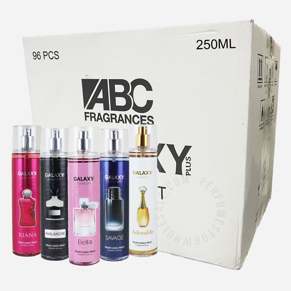 Box of 96 Pieces | Galaxy Plus Concept Perfumed Mist for Men/Women 250ml Wholesale